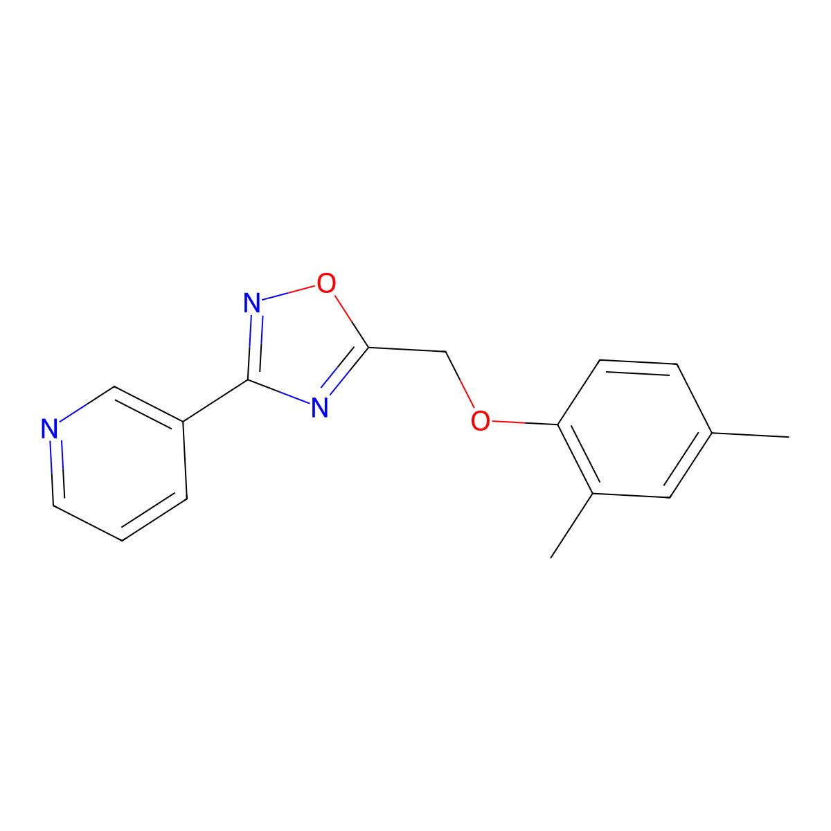 5-[(2,4-Dimethylphenoxy)methyl]-3-pyridin-3-yl-1,2,4-oxadiazole molecular structure, CAS 370849-19-7