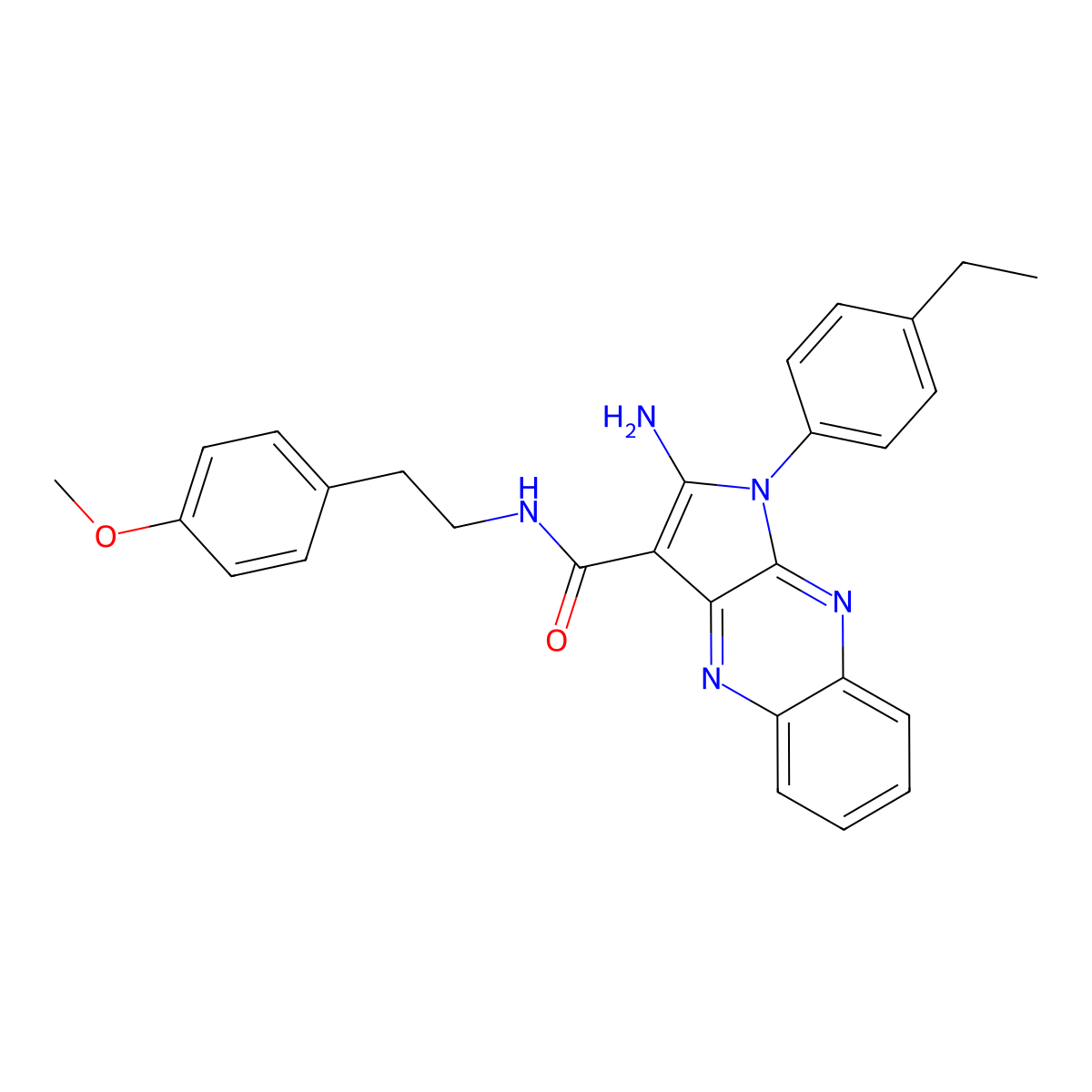 2-amino-1-(4-ethylphenyl)-N-[2-(4-methoxyphenyl)ethyl]-1H-pyrrolo[2,3-b]quinoxaline-3-carboxamide molecular structure, CAS 370849-31-3