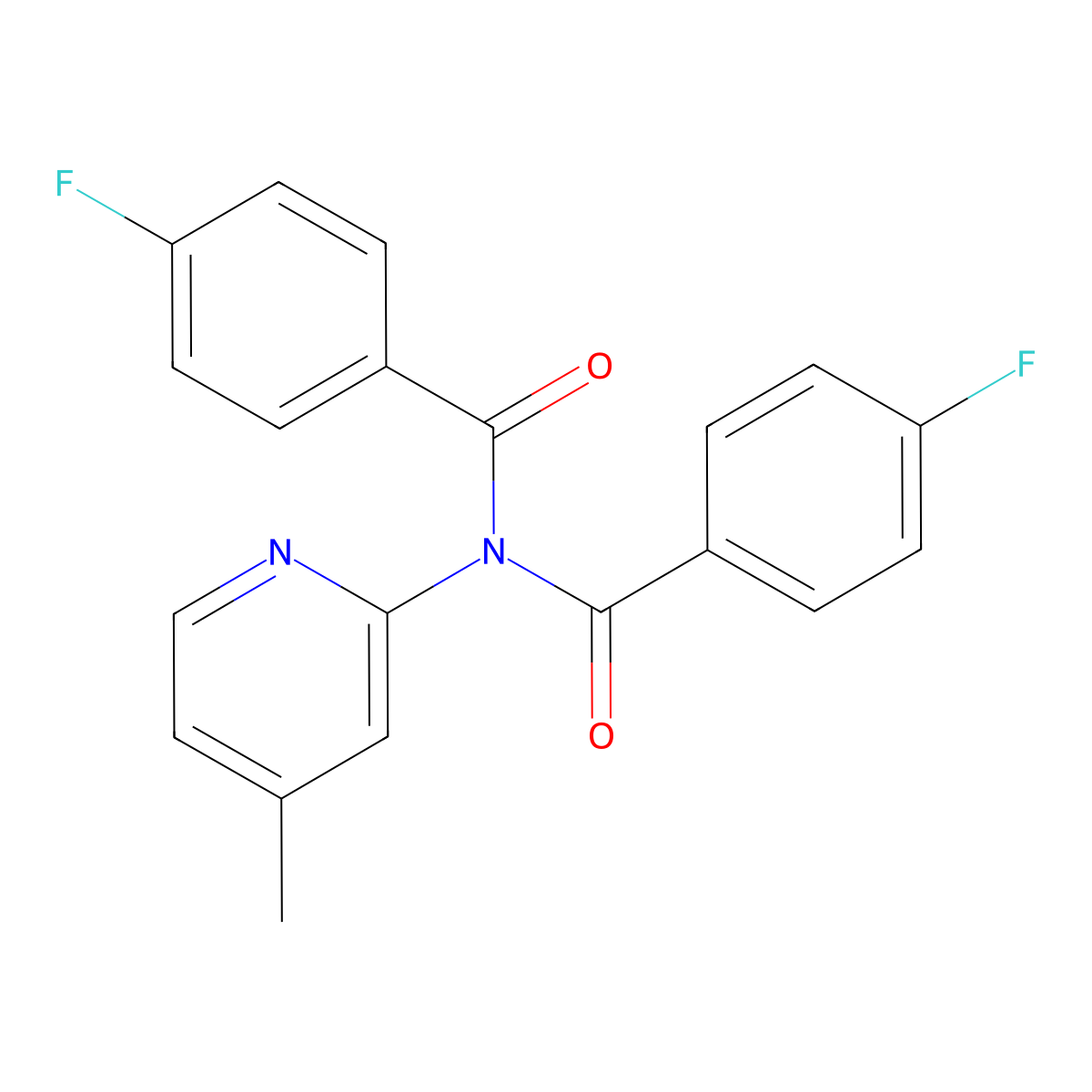 4-fluoro-N-(4-fluorobenzoyl)-N-(4-methylpyridin-2-yl)benzamide molecular structure, CAS 370849-49-3