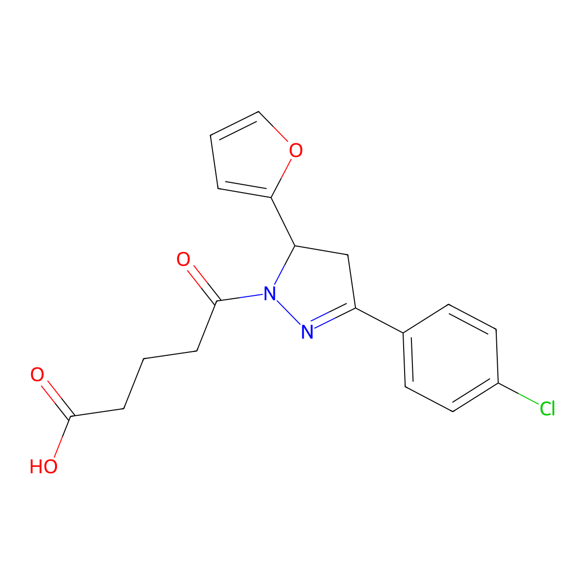 5-[3-(4-chlorophenyl)-5-(furan-2-yl)-4,5-dihydro-1H-pyrazol-1-yl]-5-oxopentanoic acid molecular structure, CAS 370849-66-4