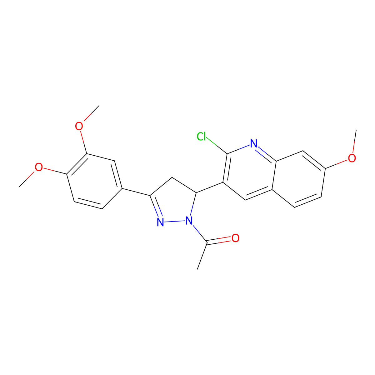 1-(5-(2-chloro-7-methoxyquinolin-3-yl)-3-(3,4-dimethoxyphenyl)-4,5-dihydro-1H-pyrazol-1-yl)ethanone molecular structure, CAS 370849-69-7