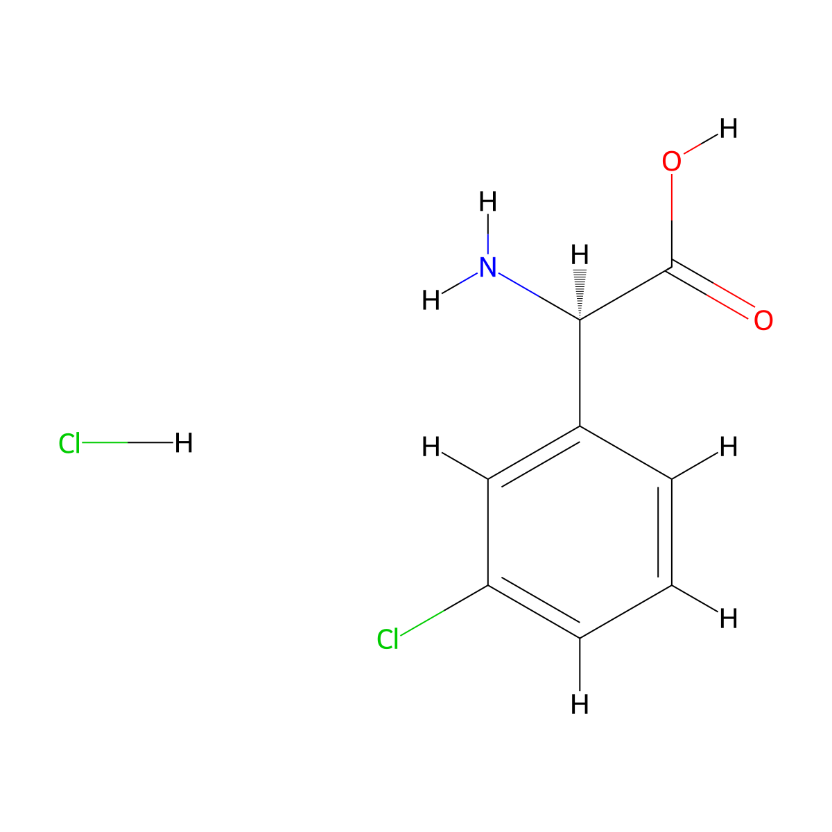(R)-2-amino-2-(3-chlorophenyl)acetic acid hydrochloride molecular structure, CAS 37085-27-1