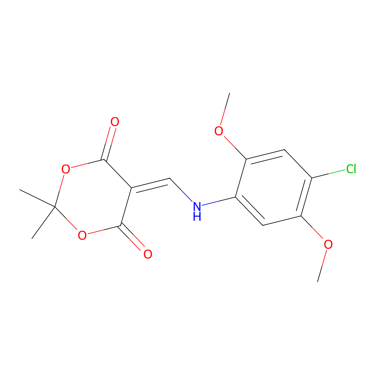 5-(((4-Chloro-2,5-dimethoxyphenyl)amino)methylene)-2,2-dimethyl-1,3-dioxane-4,6-dione molecular structure, CAS 370850-05-8
