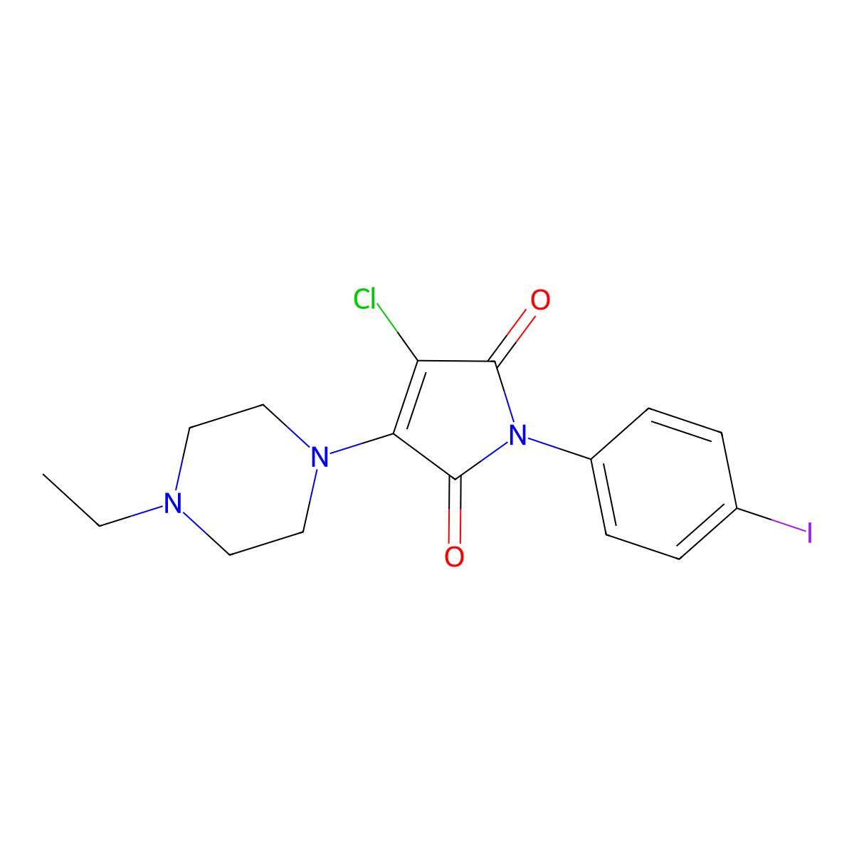 3-Chloro-4-(4-ethylpiperazin-1-yl)-1-(4-iodophenyl)pyrrole-2,5-dione molecular structure, CAS 370850-23-0