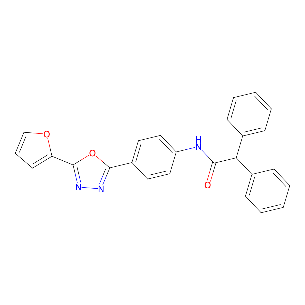 N-{4-[5-(furan-2-yl)-1,3,4-oxadiazol-2-yl]phenyl}-2,2-diphenylacetamide molecular structure, CAS 370850-28-5