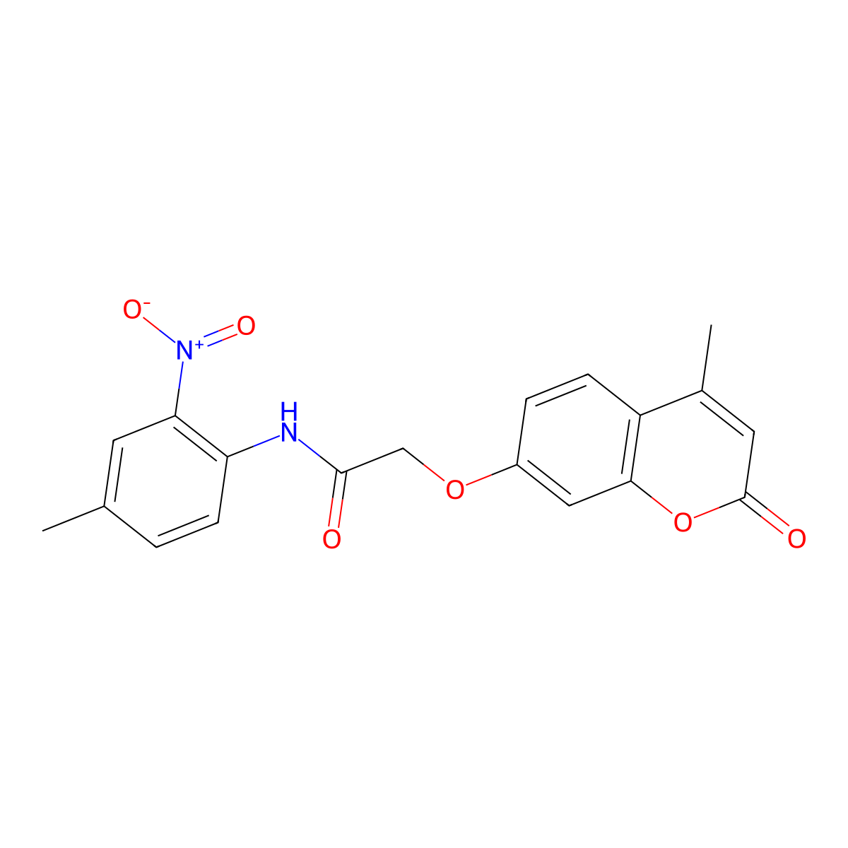 N-(4-methyl-2-nitrophenyl)-2-(4-methyl-2-oxochromen-7-yl)oxyacetamide molecular structure, CAS 370850-45-6