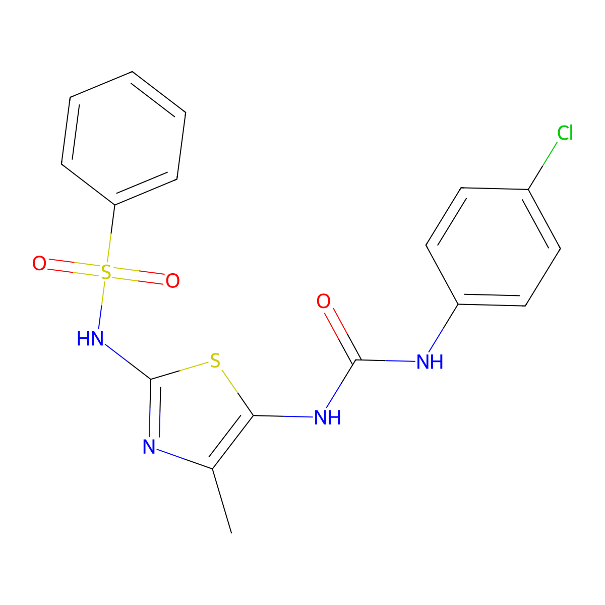 1-[2-(Benzenesulfonamido)-4-methyl-1,3-thiazol-5-yl]-3-(4-chlorophenyl)urea molecular structure, CAS 370850-47-8