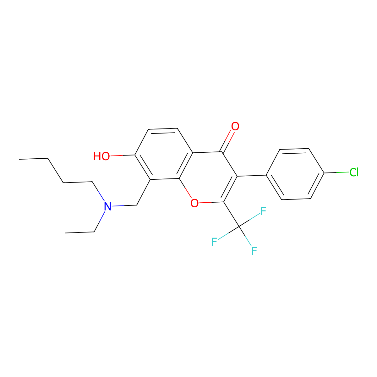 8-[[Butyl(ethyl)amino]methyl]-3-(4-chlorophenyl)-7-hydroxy-2-(trifluoromethyl)chromen-4-one molecular structure, CAS 370850-58-1