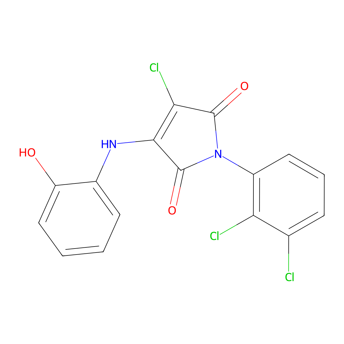3-chloro-1-(2,3-dichlorophenyl)-4-((2-hydroxyphenyl)amino)-1H-pyrrole-2,5-dione molecular structure, CAS 370850-62-7