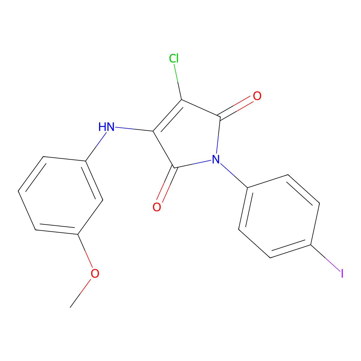 3-Chloro-1-(4-iodophenyl)-4-(3-methoxyanilino)pyrrole-2,5-dione molecular structure, CAS 370850-77-4