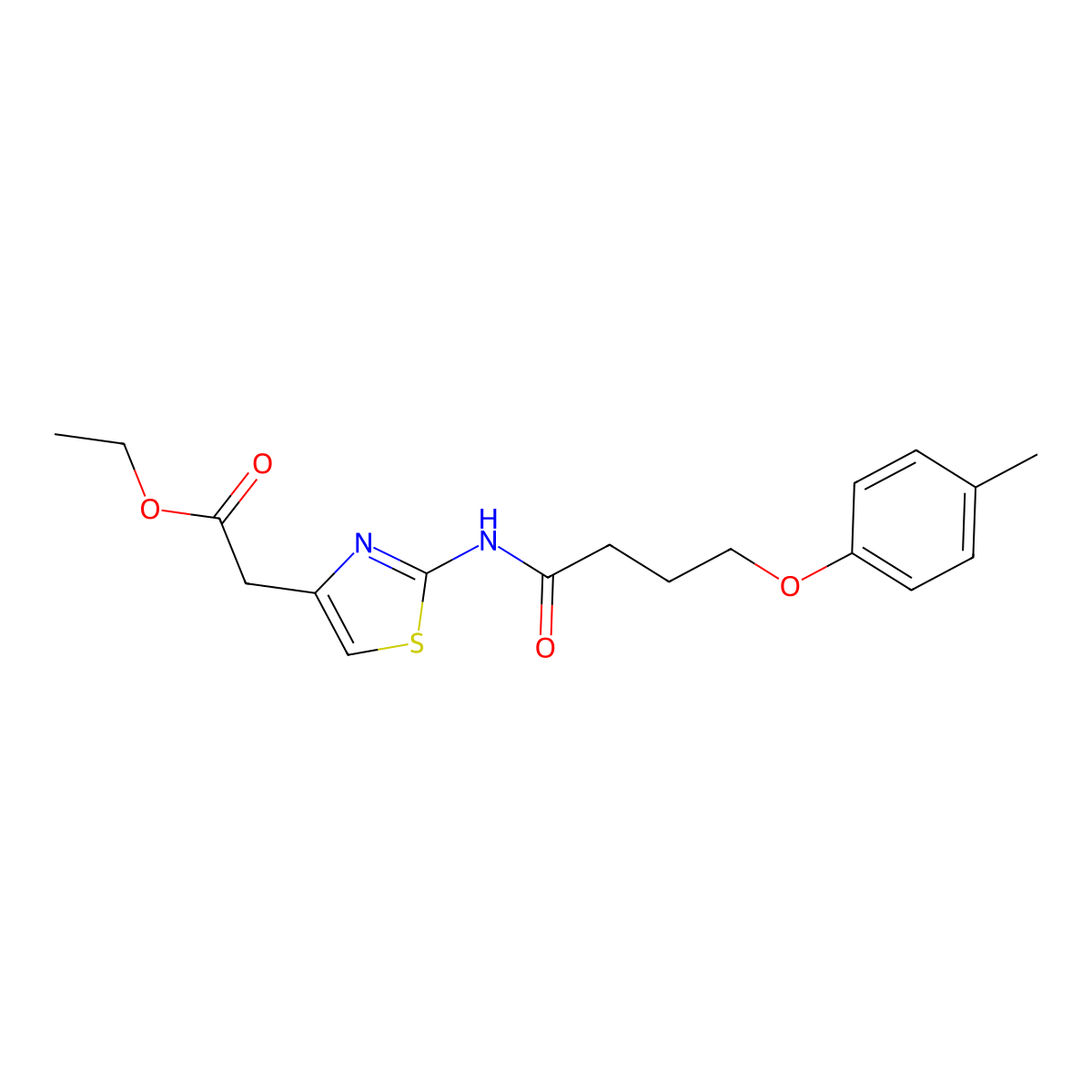 [2-(4-p-Tolyloxy-butyrylamino)-thiazol-4-yl]-acetic acid ethyl ester molecular structure, CAS 370851-10-8