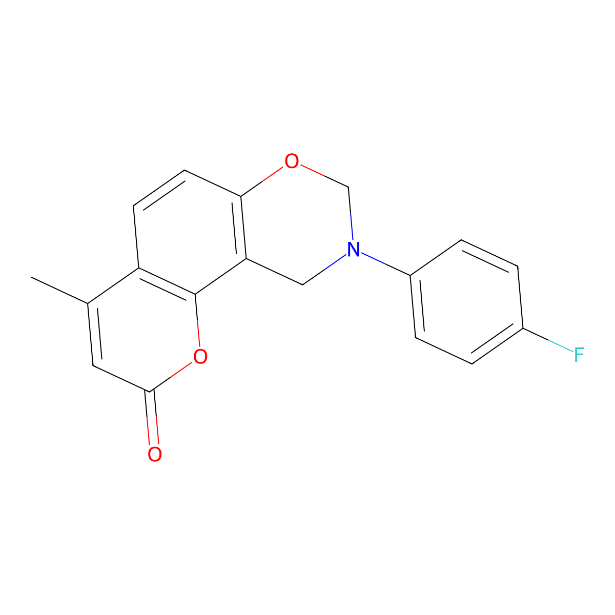 9-(4-Fluorophenyl)-4-methyl-8,10-dihydropyrano[2,3-f][1,3]benzoxazin-2-one molecular structure, CAS 370851-18-6