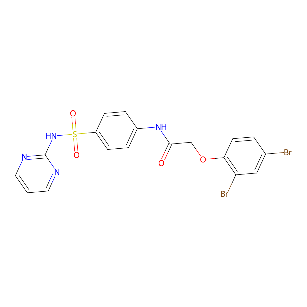 2-(2,4-dibromophenoxy)-N-[4-(pyrimidin-2-ylsulfamoyl)phenyl]acetamide molecular structure, CAS 370851-25-5