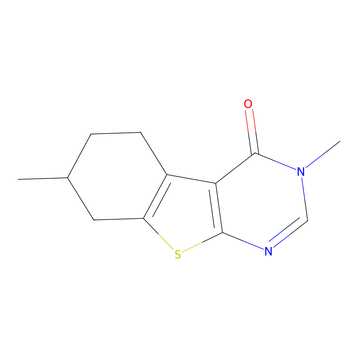 3,7-dimethyl-5,6,7,8-tetrahydro[1]benzothieno[2,3-d]pyrimidin-4(3H)-one molecular structure, CAS 370851-30-2