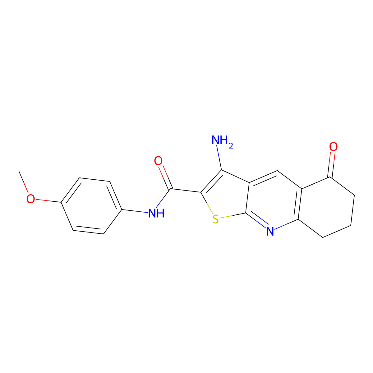 3-amino-N-(4-methoxyphenyl)-5-oxo-5,6,7,8-tetrahydrothieno[2,3-b]quinoline-2-carboxamide molecular structure, CAS 370851-68-6