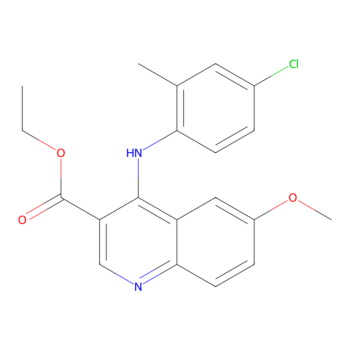 Ethyl 4-[(4-chloro-2-methylphenyl)amino]-6-methoxyquinoline-3-carboxylate molecular structure, CAS 370851-70-0