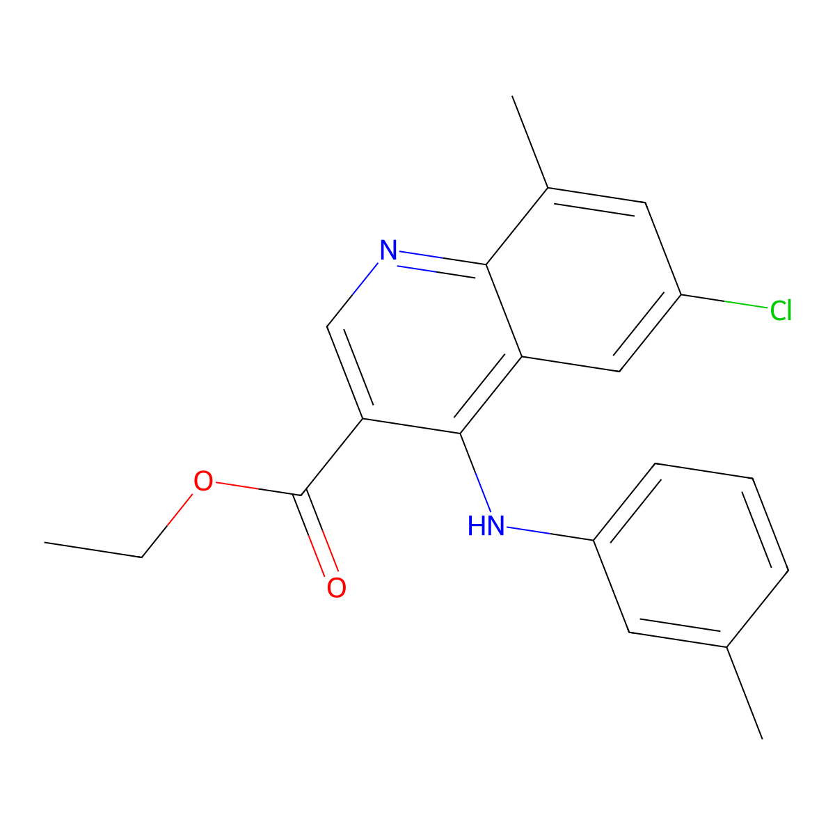 Ethyl 6-chloro-8-methyl-4-[(3-methylphenyl)amino]quinoline-3-carboxylate molecular structure, CAS 370851-75-5