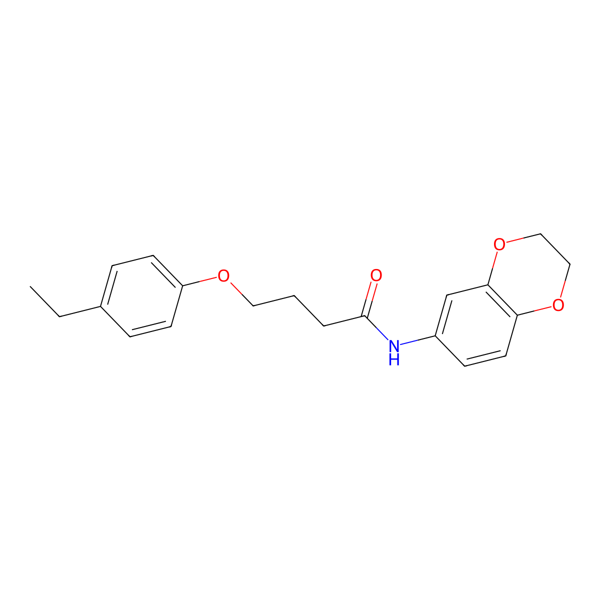 N-(2,3-dihydro-1,4-benzodioxin-6-yl)-4-(4-ethylphenoxy)butanamide molecular structure, CAS 370851-80-2