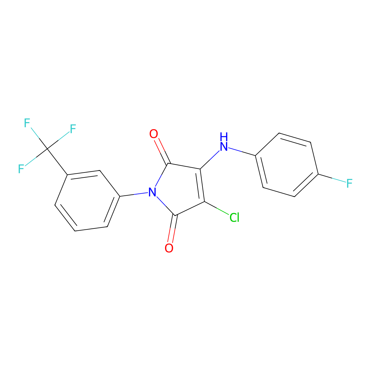 3-Chloro-4-(4-fluoroanilino)-1-[3-(trifluoromethyl)phenyl]pyrrole-2,5-dione molecular structure, CAS 370852-16-7