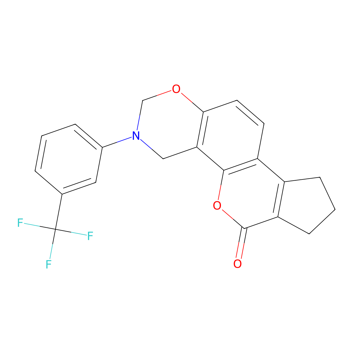 3-(3-(trifluoromethyl)phenyl)-3,4,8,9-tetrahydro-2H-cyclopenta[3,4]chromeno[8,7-e][1,3]oxazin-6(7H)-one molecular structure, CAS 370852-21-4