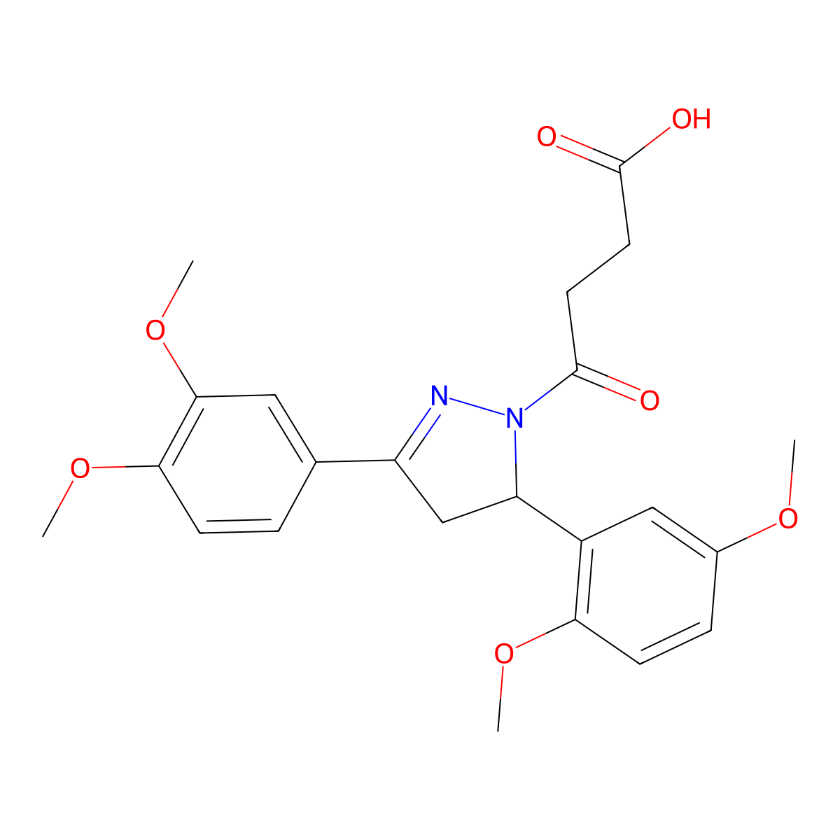 4-[5-(2,5-dimethoxyphenyl)-3-(3,4-dimethoxyphenyl)-4,5-dihydro-1H-pyrazol-1-yl]-4-oxobutanoic acid molecular structure, CAS 370852-23-6