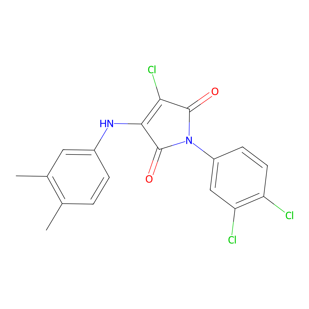 3-Chloro-1-(3,4-dichlorophenyl)-4-(3,4-dimethylanilino)pyrrole-2,5-dione molecular structure, CAS 370852-37-2