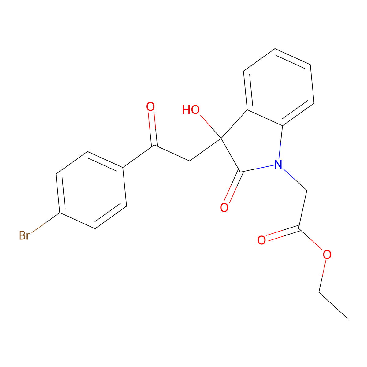 ethyl {3-[2-(4-bromophenyl)-2-oxoethyl]-3-hydroxy-2-oxo-2,3-dihydro-1H-indol-1-yl}acetate molecular structure, CAS 370852-45-2