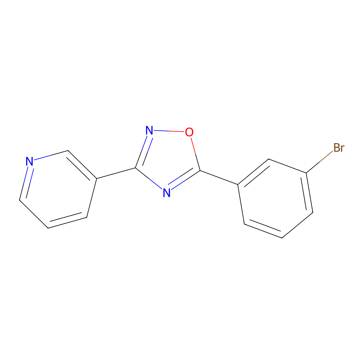 3-[5-(3-Bromophenyl)-1,2,4-oxadiazol-3-yl]pyridine molecular structure, CAS 370852-46-3