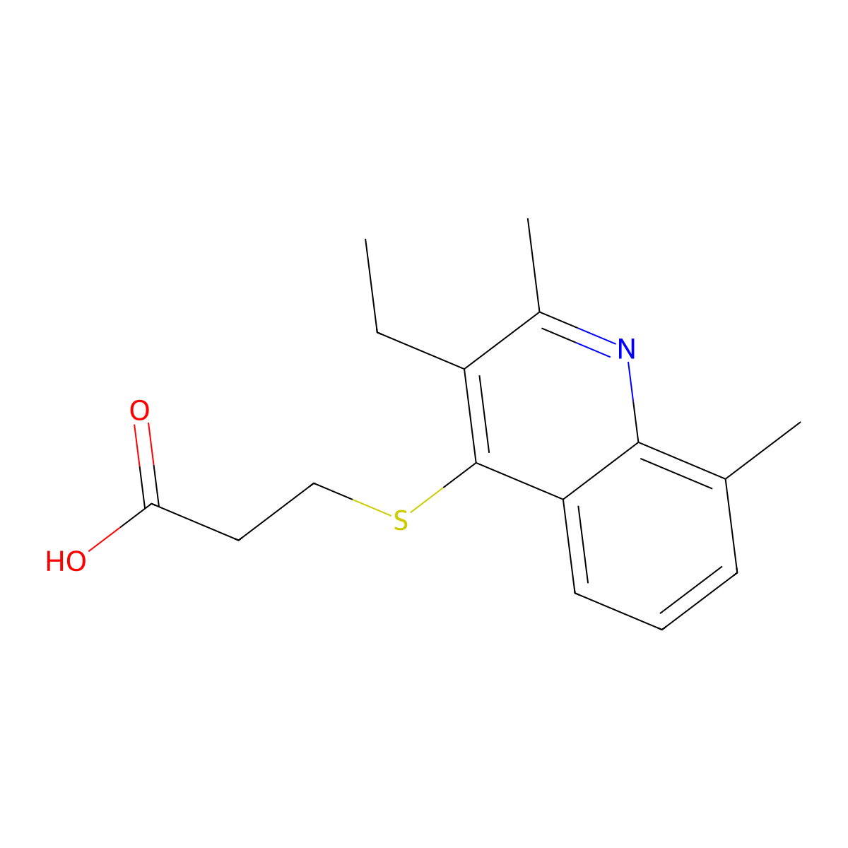 3-(3-Ethyl-2,8-dimethylquinolin-4-yl)sulfanylpropanoic acid molecular structure, CAS 370852-49-6