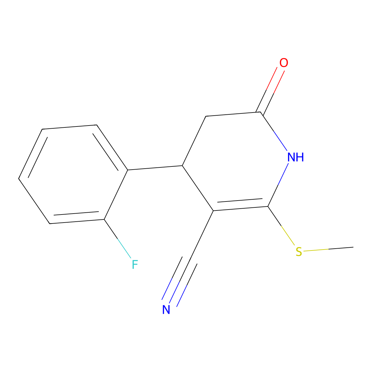 4-(2-Fluorophenyl)-2-(methylsulfanyl)-6-oxo-1,4,5,6-tetrahydropyridine-3-carbonitrile molecular structure, CAS 370852-57-6