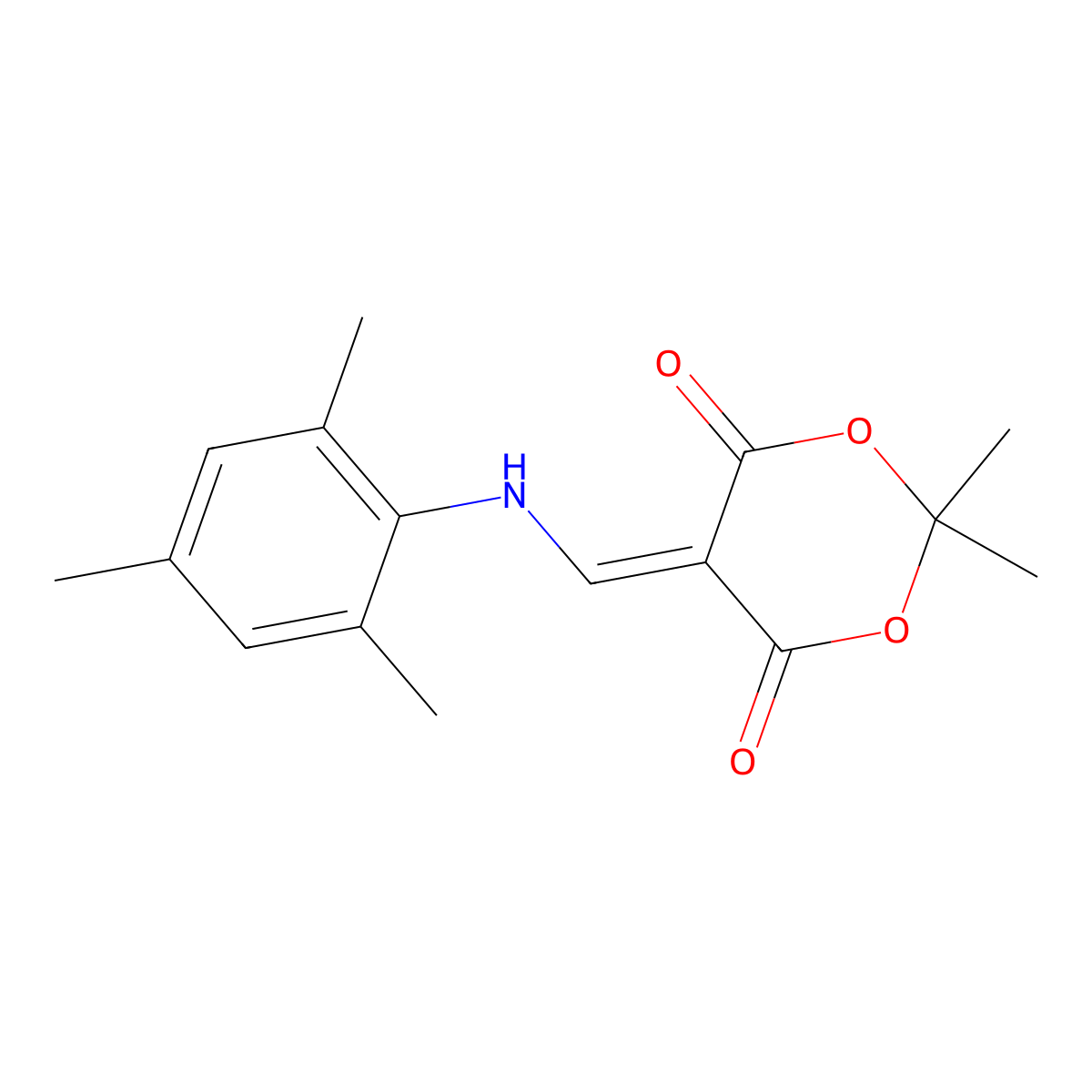 5-((Mesitylamino)methylene)-2,2-dimethyl-1,3-dioxane-4,6-dione molecular structure, CAS 370852-73-6