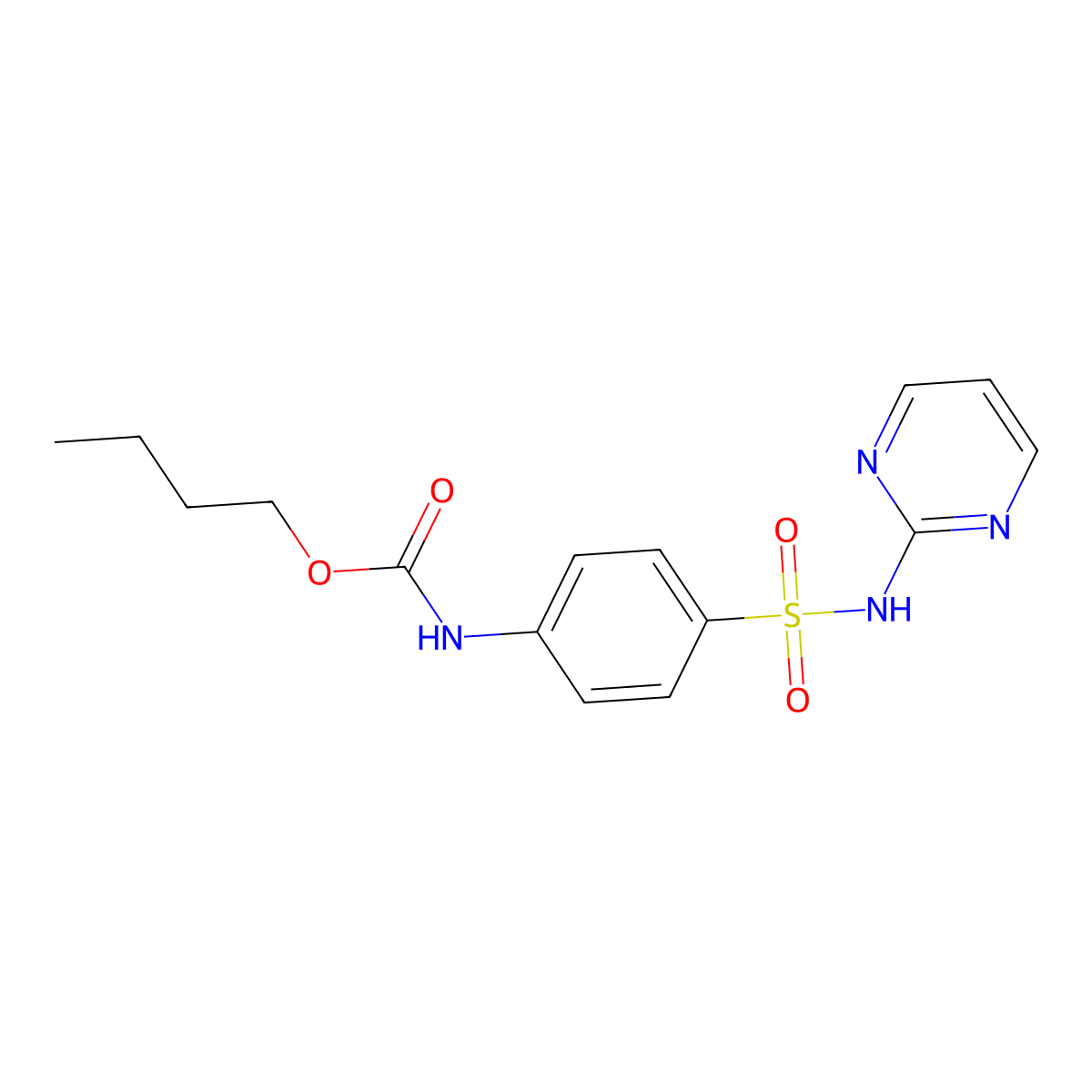 Butyl [4-(pyrimidin-2-ylsulfamoyl)phenyl]carbamate molecular structure, CAS 370852-92-9