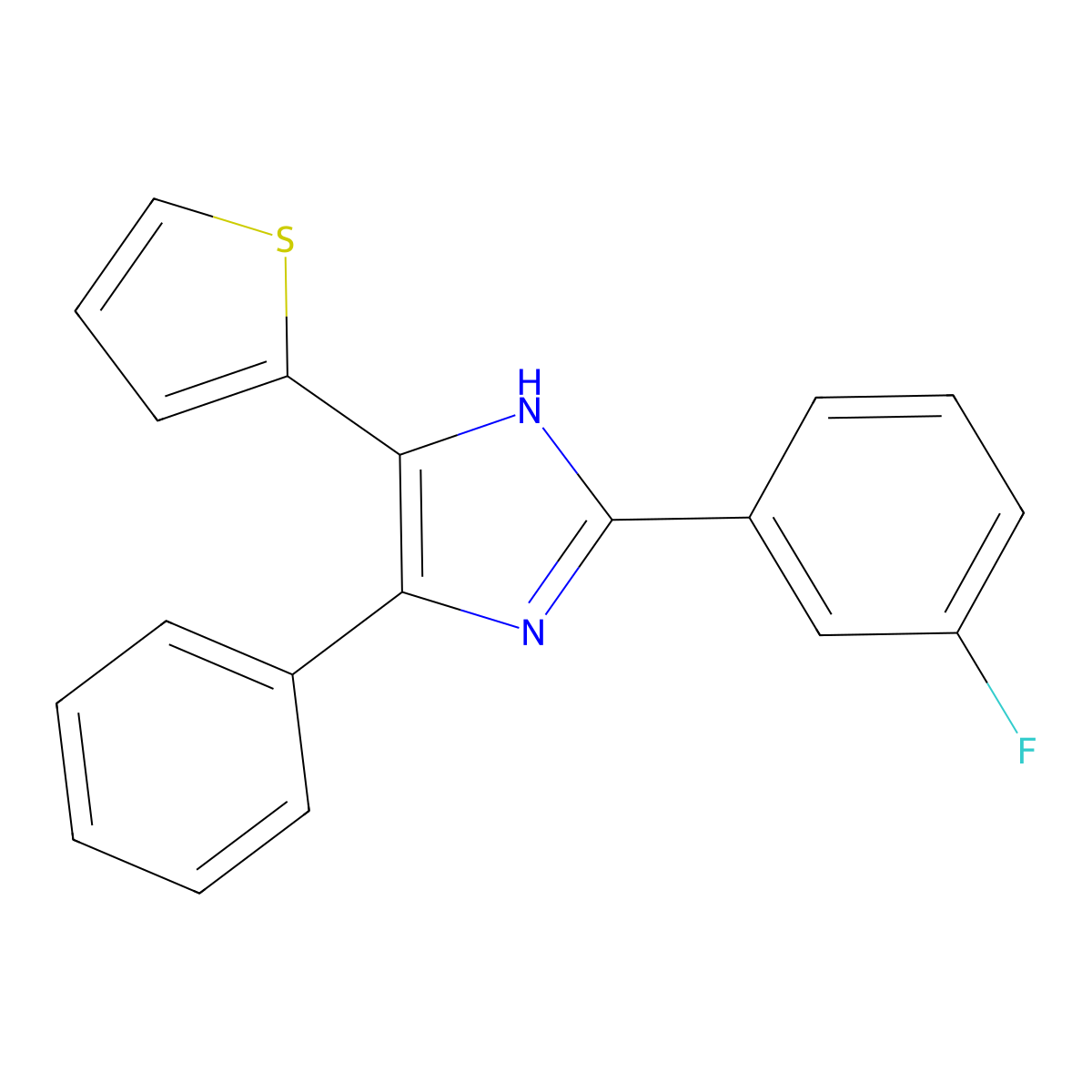 2-(3-fluorophenyl)-4-phenyl-5-thiophen-2-yl-1H-imidazole molecular structure, CAS 370852-95-2