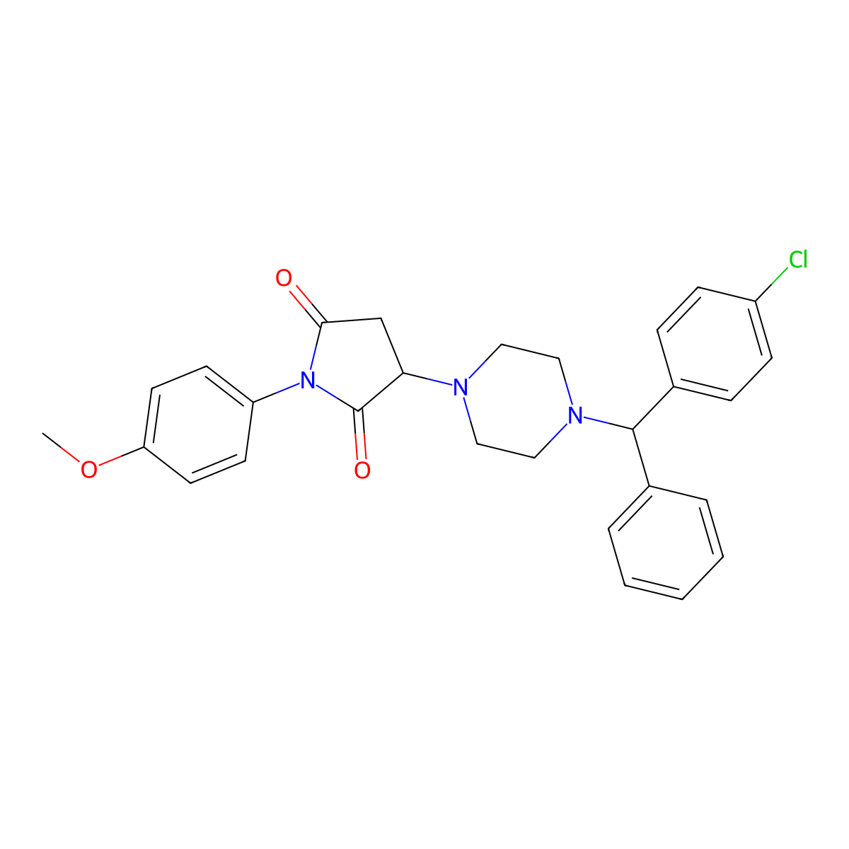 3-{4-[(4-Chlorophenyl)(phenyl)methyl]piperazin-1-yl}-1-(4-methoxyphenyl)pyrrolidine-2,5-dione molecular structure, CAS 370852-99-6