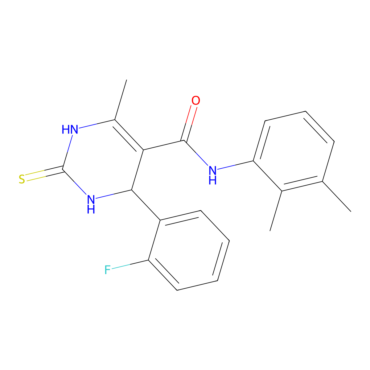 N-(2,3-dimethylphenyl)-4-(2-fluorophenyl)-6-methyl-2-sulfanylidene-3,4-dihydro-1H-pyrimidine-5-carboxamide molecular structure, CAS 370853-14-8