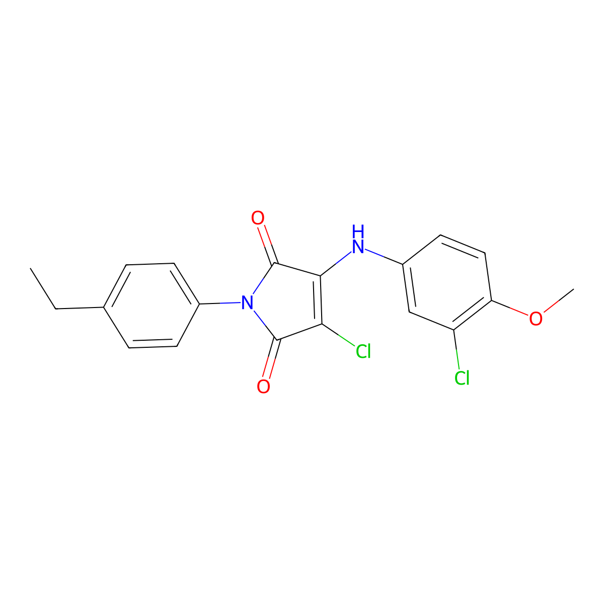 3-Chloro-4-(3-chloro-4-methoxyanilino)-1-(4-ethylphenyl)pyrrole-2,5-dione molecular structure, CAS 370853-18-2