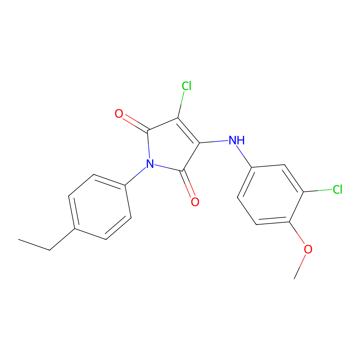 3-Chloro-4-(3-chloro-4-methoxyanilino)-1-(4-ethylphenyl)pyrrole-2,5-dione molecular structure, CAS 370853-18-2