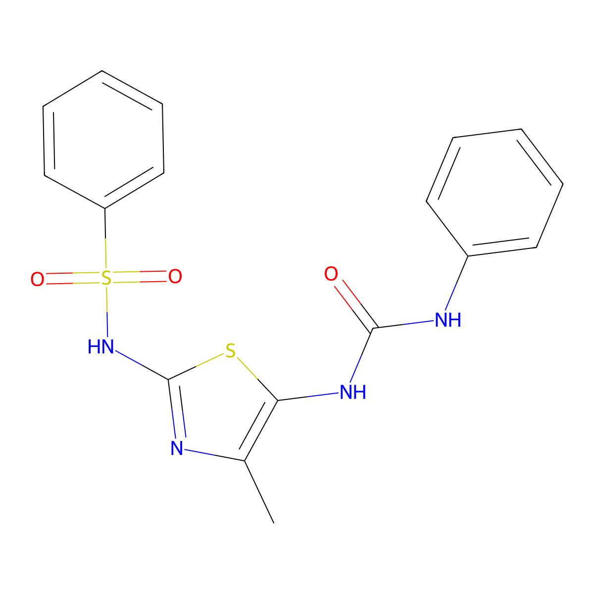 N-{5-[(anilinocarbonyl)amino]-4-methyl-1,3-thiazol-2-yl}benzenesulfonamide molecular structure, CAS 370853-35-3