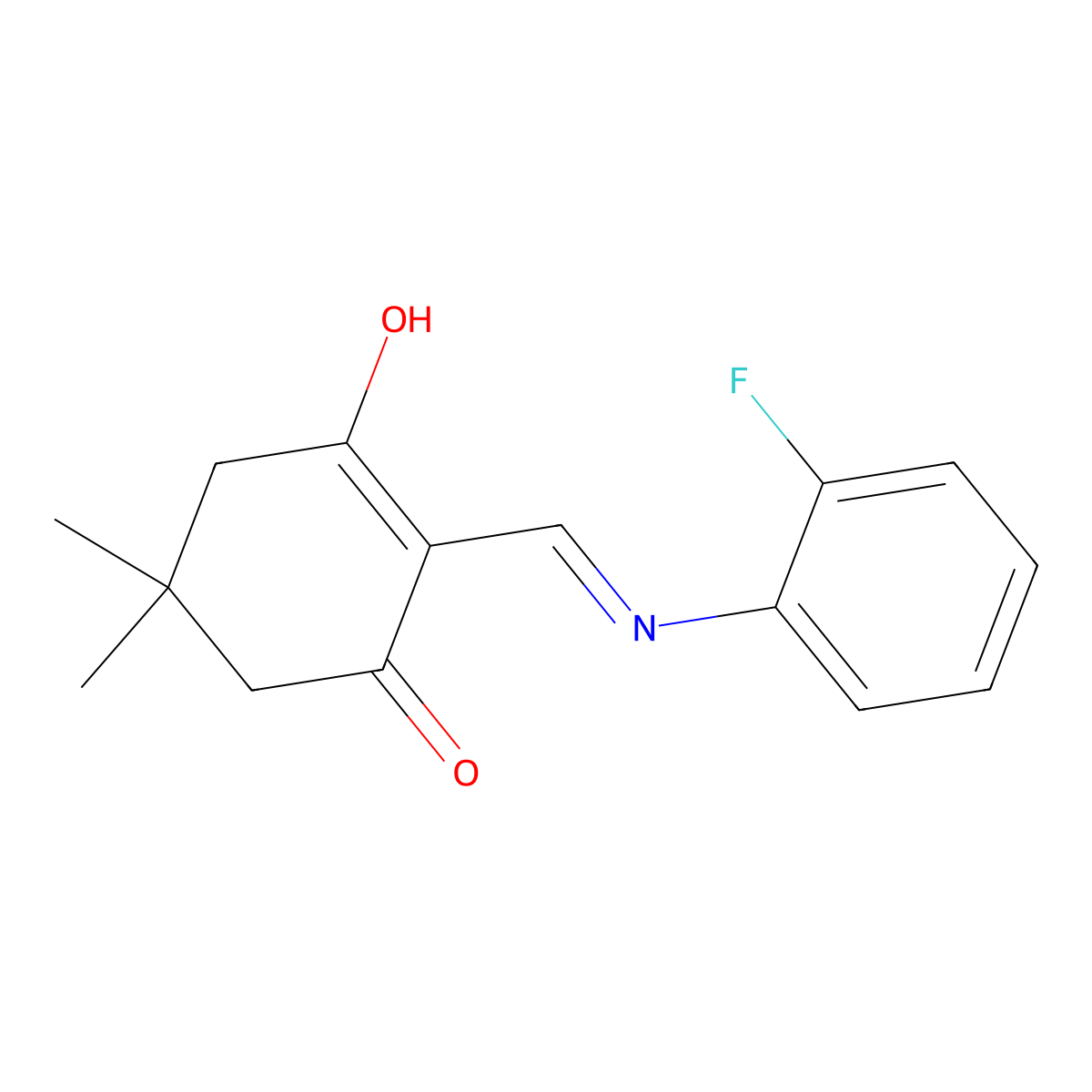 2-[(2-Fluoroanilino)methylene]-5,5-dimethyl-1,3-cyclohexanedione molecular structure, CAS 370853-51-3