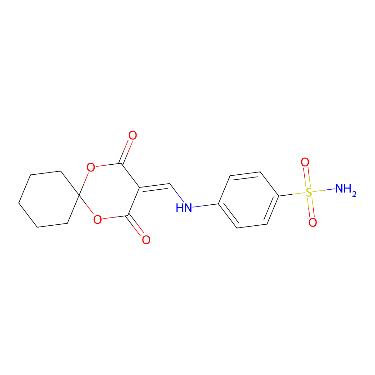 4-(((2,4-Dioxo-1,5-dioxaspiro[5.5]undecan-3-ylidene)methyl)amino)benzenesulfonamide molecular structure, CAS 370853-58-0