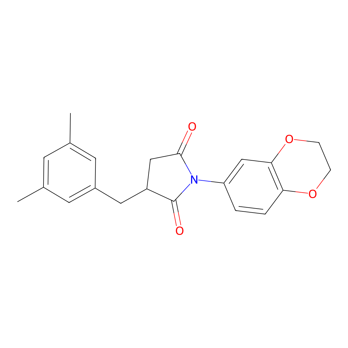 1-(2,3-Dihydro-1,4-benzodioxin-6-yl)-3-[(3,5-dimethylphenyl)methyl]pyrrolidine-2,5-dione molecular structure, CAS 370853-86-4