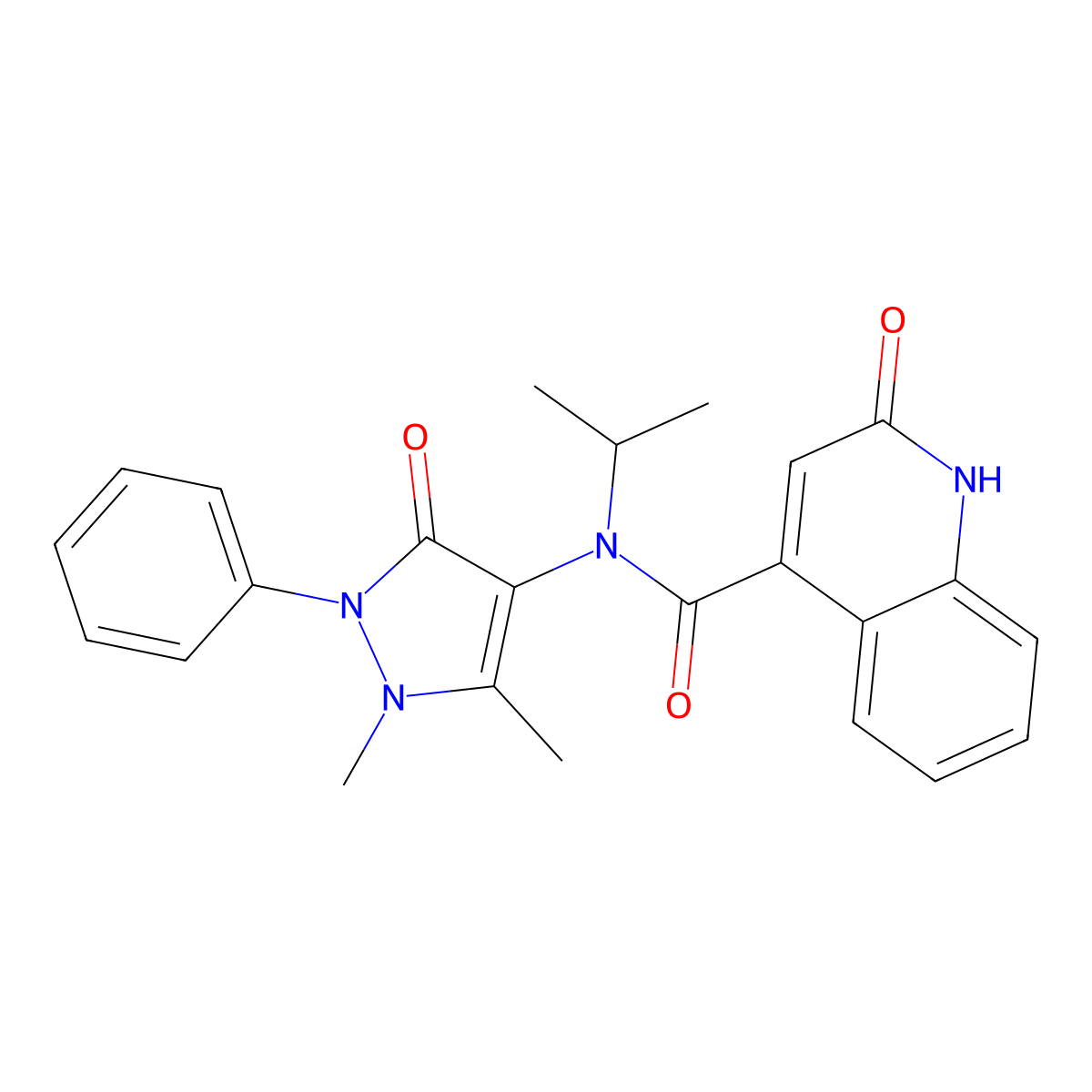 N-(1,5-dimethyl-3-oxo-2-phenylpyrazol-4-yl)-2-oxo-N-propan-2-yl-1H-quinoline-4-carboxamide molecular structure, CAS 370853-87-5