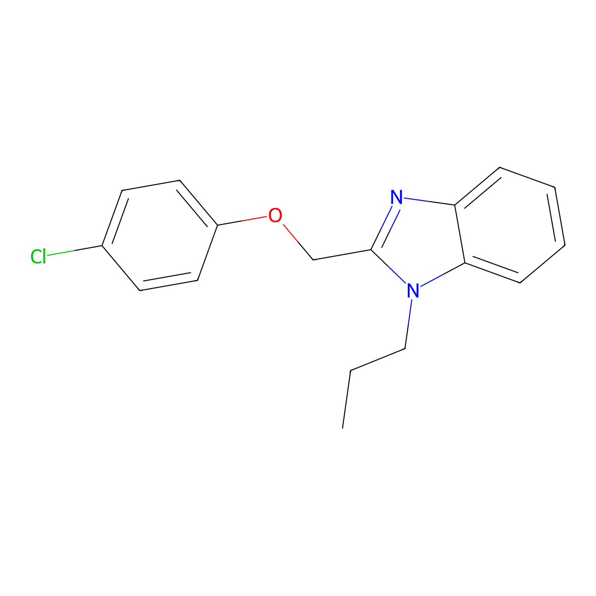 2-((4-chlorophenoxy)methyl)-1-propyl-1H-benzo[d]imidazole molecular structure, CAS 370853-93-3