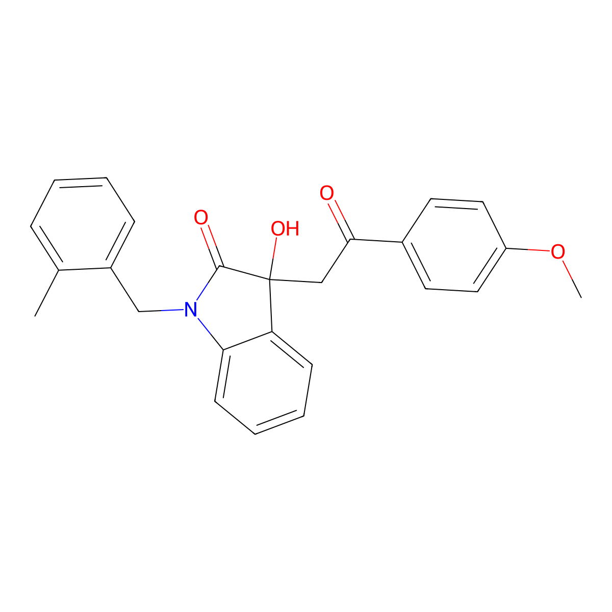 3-hydroxy-3-[2-(4-methoxyphenyl)-2-oxoethyl]-1-(2-methylbenzyl)-1,3-dihydro-2H-indol-2-one molecular structure, CAS 370854-05-0