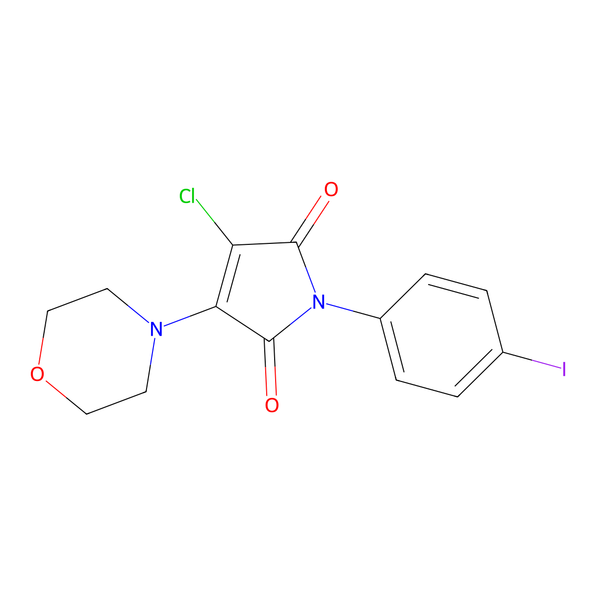 3-chloro-1-(4-iodophenyl)-4-(4-morpholinyl)-1H-pyrrole-2,5-dione molecular structure, CAS 370854-62-9