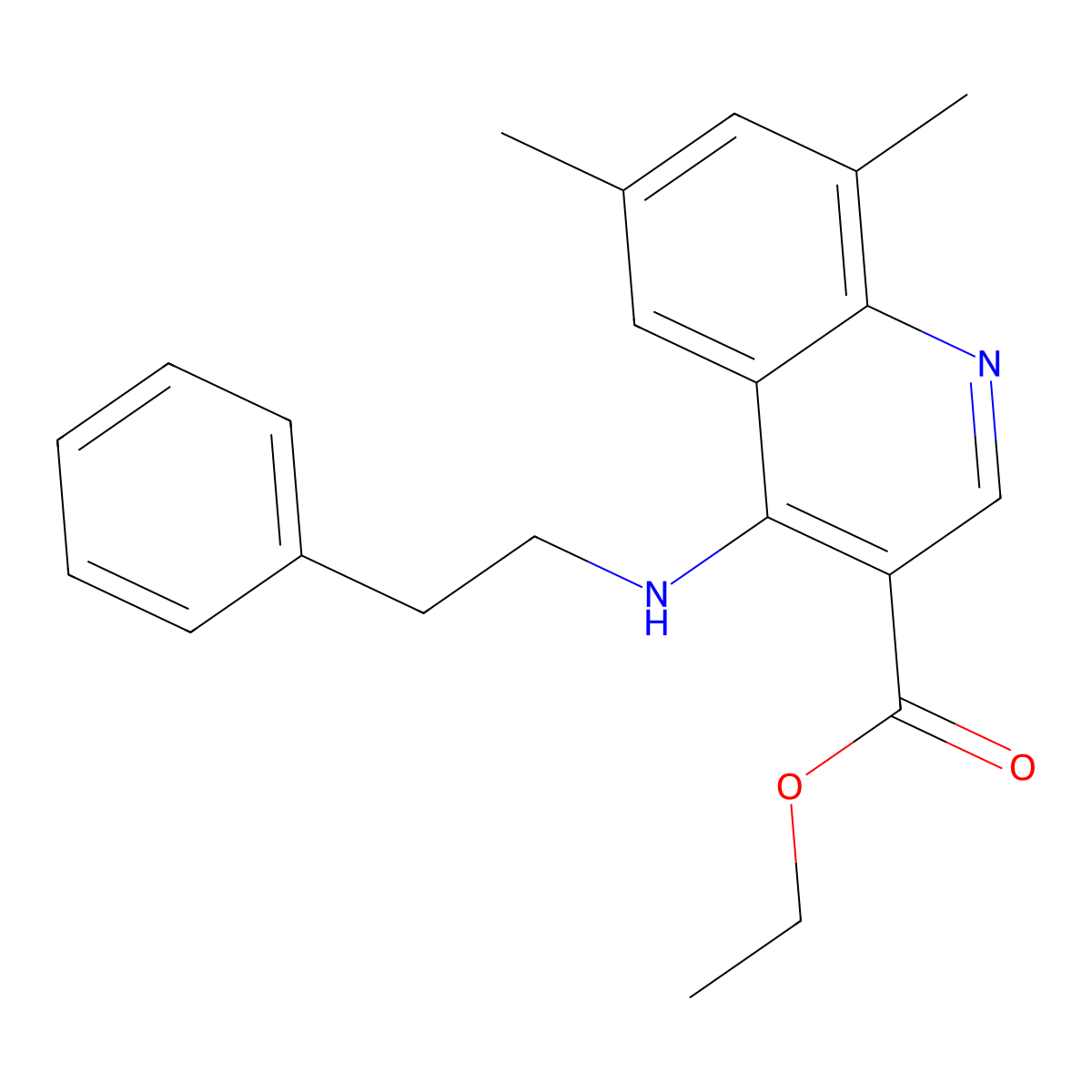 Ethyl 6,8-dimethyl-4-[(2-phenylethyl)amino]quinoline-3-carboxylate molecular structure, CAS 370854-65-2