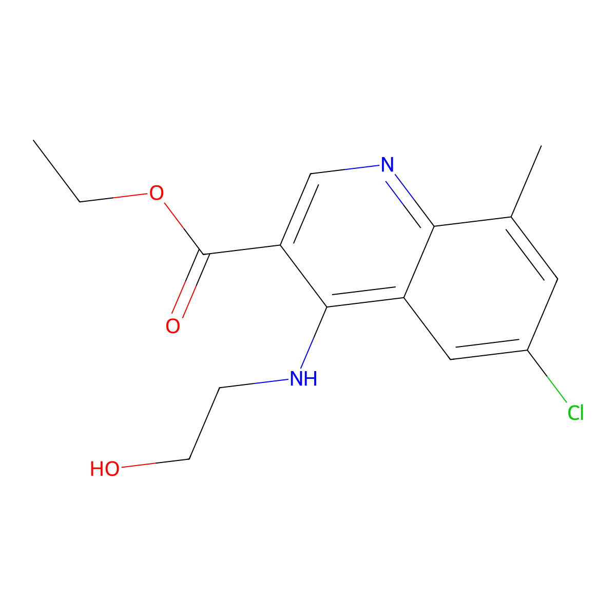 Ethyl 6-chloro-4-[(2-hydroxyethyl)amino]-8-methylquinoline-3-carboxylate molecular structure, CAS 370854-72-1