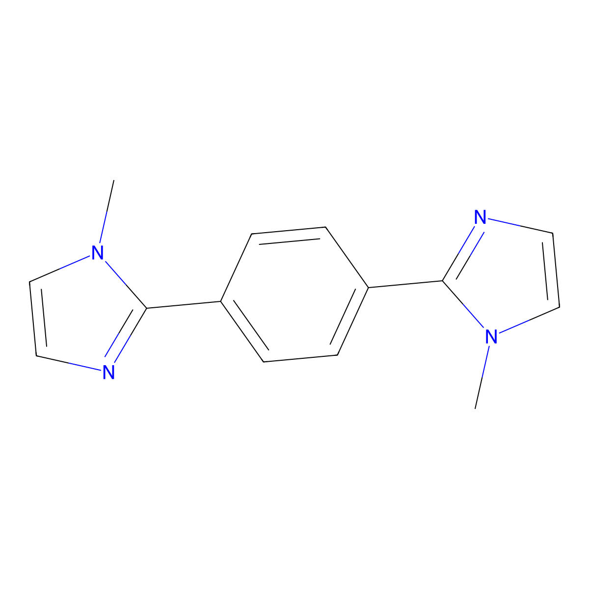 1-Methyl-2-[4-(1-methylimidazol-2-yl)phenyl]imidazole molecular structure, CAS 370854-78-7