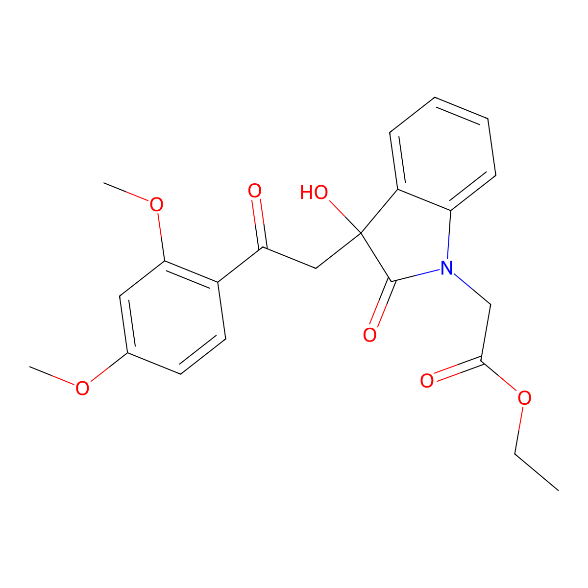 ethyl {3-[2-(2,4-dimethoxyphenyl)-2-oxoethyl]-3-hydroxy-2-oxo-2,3-dihydro-1H-indol-1-yl}acetate molecular structure, CAS 370854-92-5
