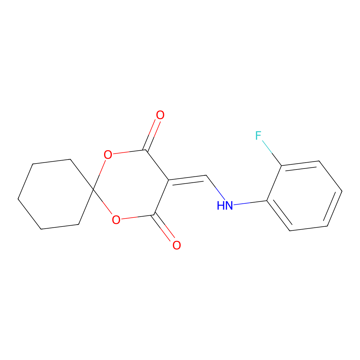 3-(((2-Fluorophenyl)amino)methylene)-1,5-dioxaspiro[5.5]undecane-2,4-dione molecular structure, CAS 370855-04-2